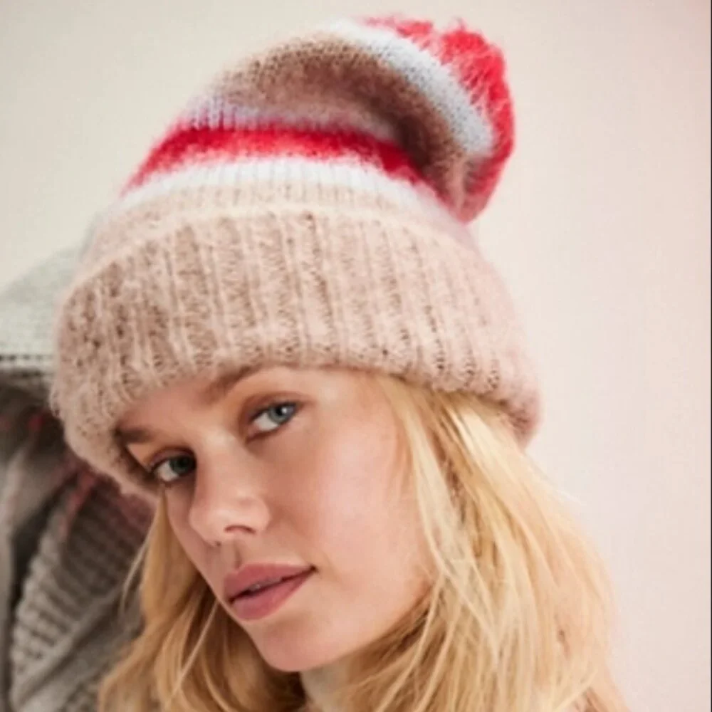 NWOT Free People The Groove Stripe Beanie in Brick